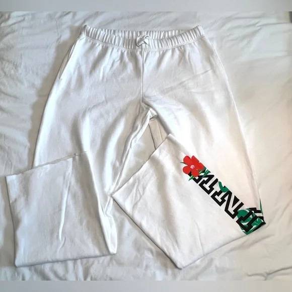 NWOT PINK Victoria’s Secret White Everyday Lounge Boyfriend Logo Pant Size M - Picture 3 of 8